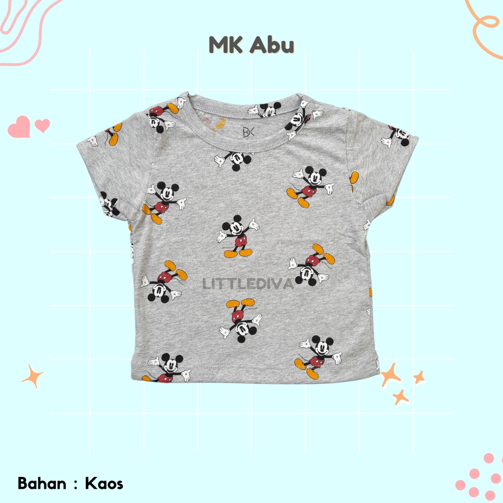 Kaos Oblong Anak Motif MK ABU size S M L 1 3 5 tahun Boy girl