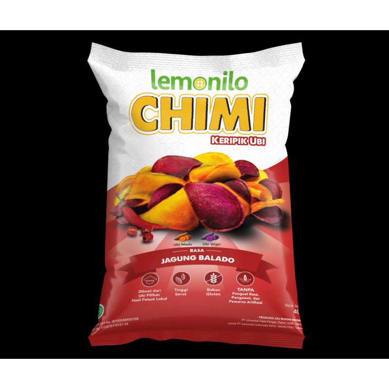 LEMONILO CHIMI KERIPIK UBI RASA JAGUNG BALADO CEMILAN SEHAT GLUTEN FREE