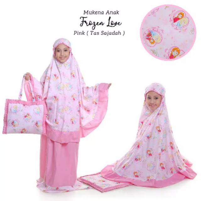 PROMO FREE ONGKIR MUKENA KADO ANAK FROZEN LOVE PINK SAJADAH LUCU CANTIK GROSIR SUPPLIER TASIK MURAH