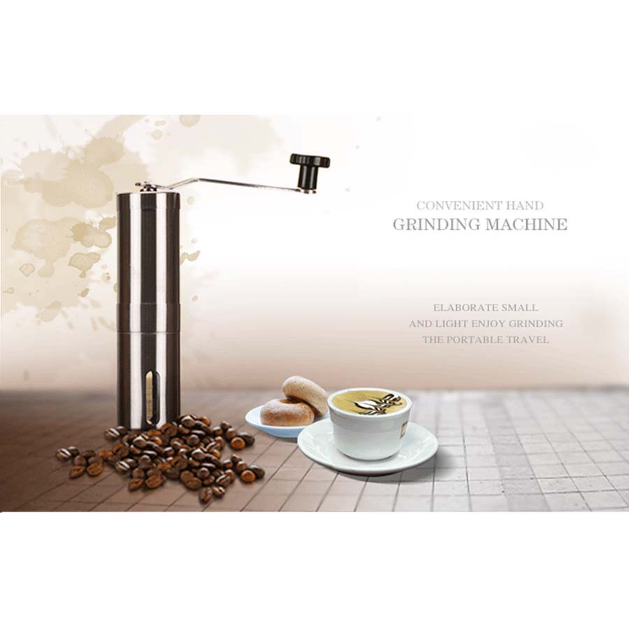 StarHome Penggiling Kopi Manual - Ceramic Burr Coffee Grinder Stainless Steel - Silver