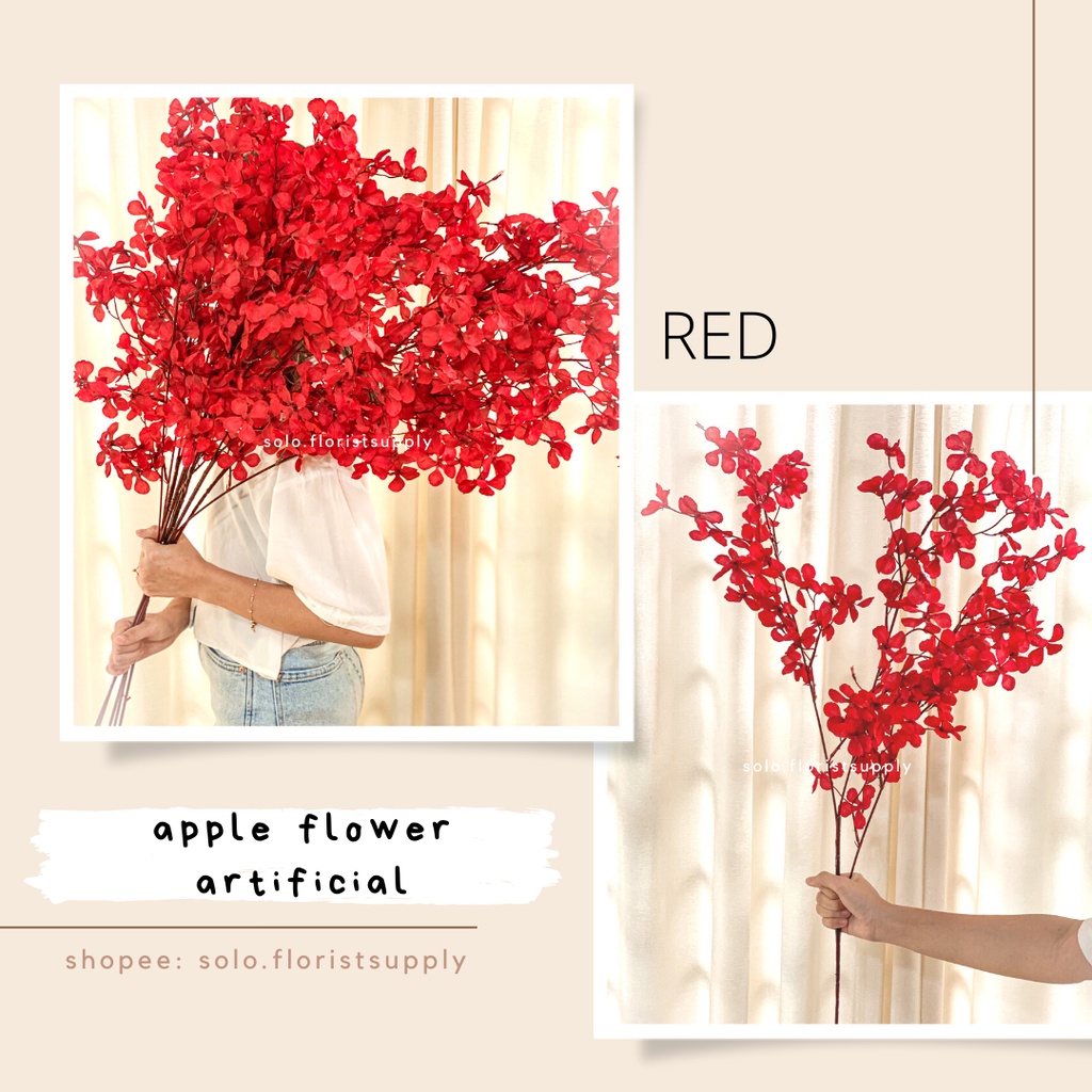 APPLE FLOWER ARTIFICIAL LEAF DAUN BUNGA APEL Artificial Apple Eucalyptus Leaf Tanaman Daun Plastik B