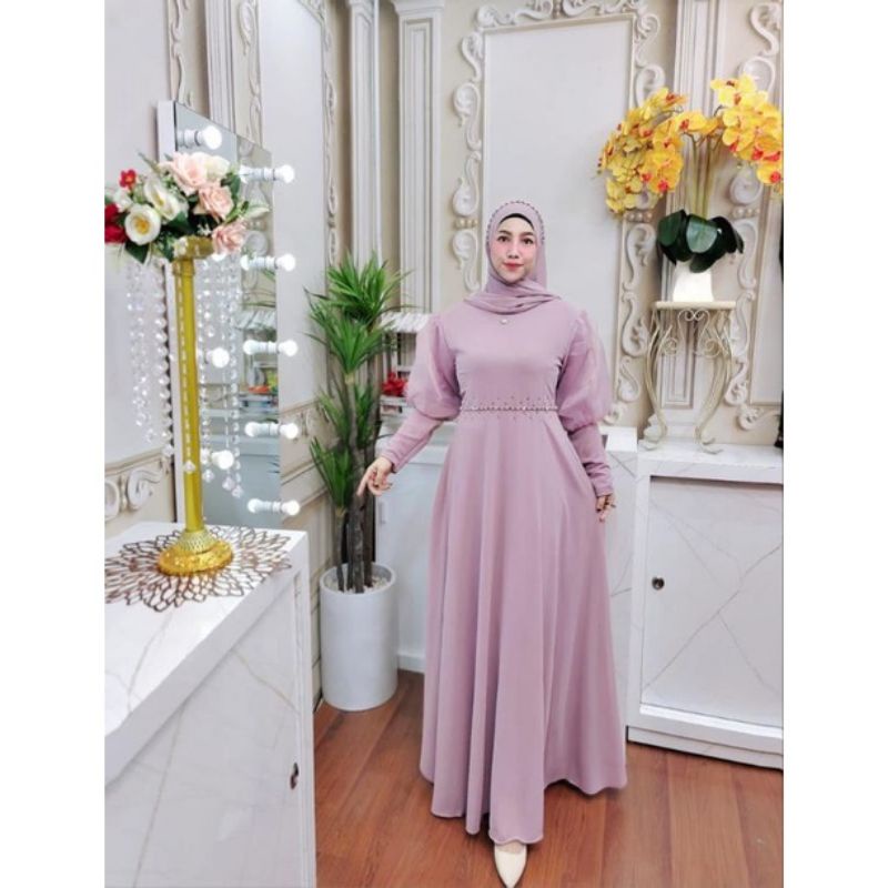 REALPICT COD GAMIS ALLUNA SET PASMINA BY BILQIS ASOPUROH PESTA TERBARU BAHAN CERUTY PREMIUM LD 110 P