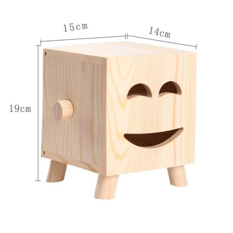 READY STOK) wooden smiley face tissue box/ kotak tempat tissue (KYU 001)