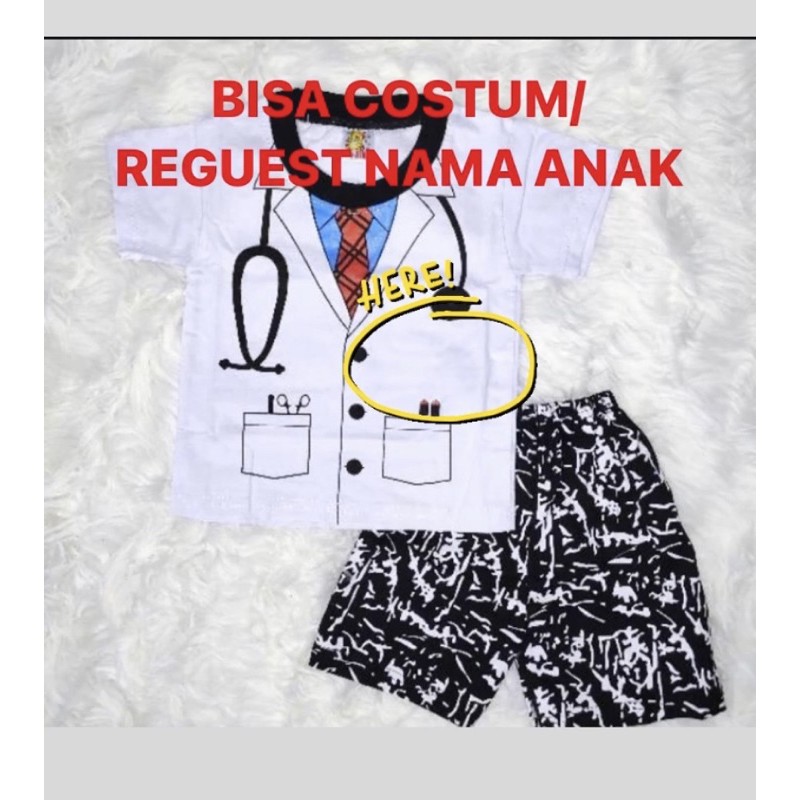 COSTUM NAMA/CUSTOM REQUEST NAMA ANAK SETELAN ANAK DOKTER 6 BULAN-3 TAHUN REAL PICT