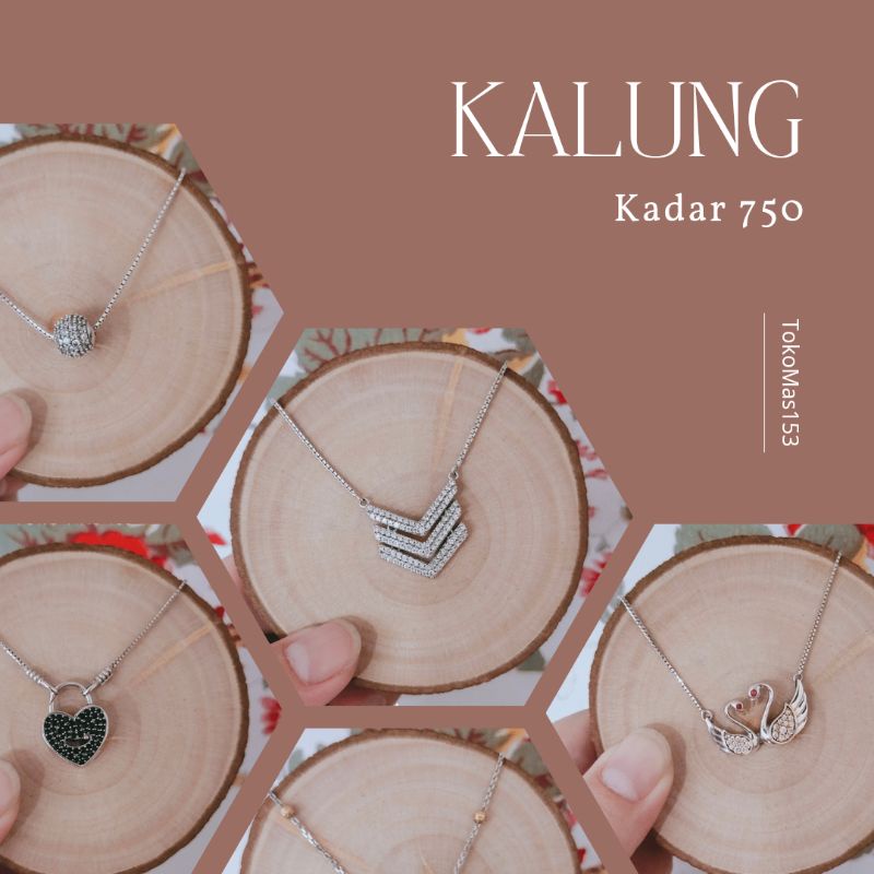 WAJIB TANYA STOK Realpic Kalung Berliontin Emas Putih Asli Kadar 750