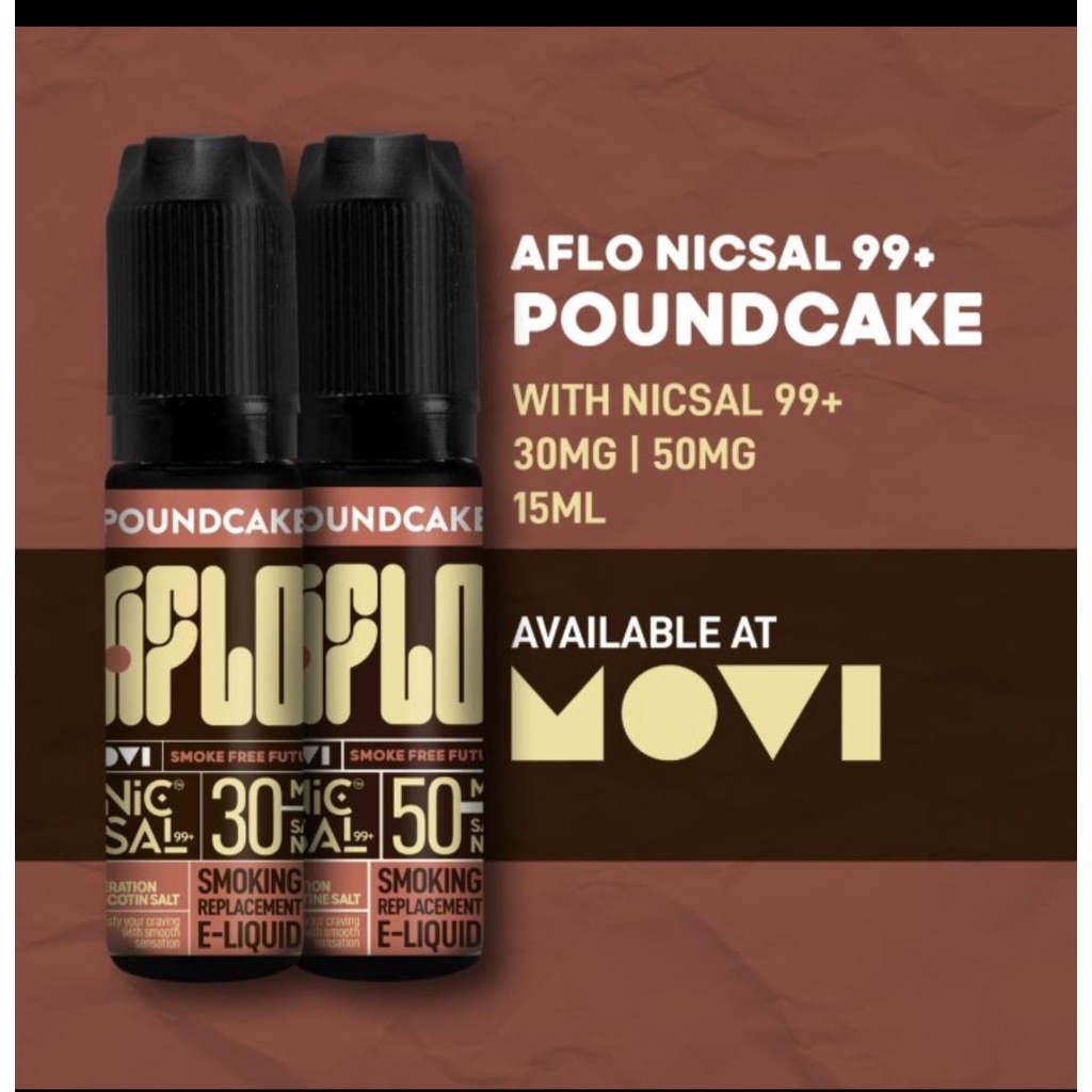 LIQUID MOVI NICSAL99+ AFLO SALT NICOTINE POUNDCAKE ORIGINAL AUTHENTIC