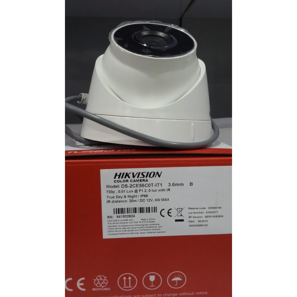 KAMERA CCTV HIKVISION 720Pixel indoor &amp; Outdoor ds-2ce16cot-it1 / ds-2ce56cot-it1 1.0Mpixel