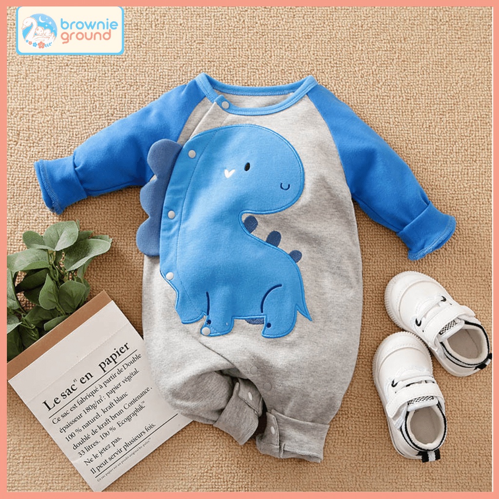 [COD] jumper import karakter lucu motif dino biru lucu 2 tahun baby laki laki premium brownieground