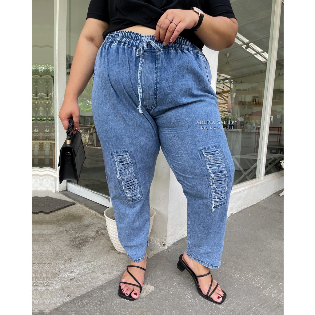 ADEEVA Redea Pants Super Jumbo Celana Jeans Wanita Jumbo