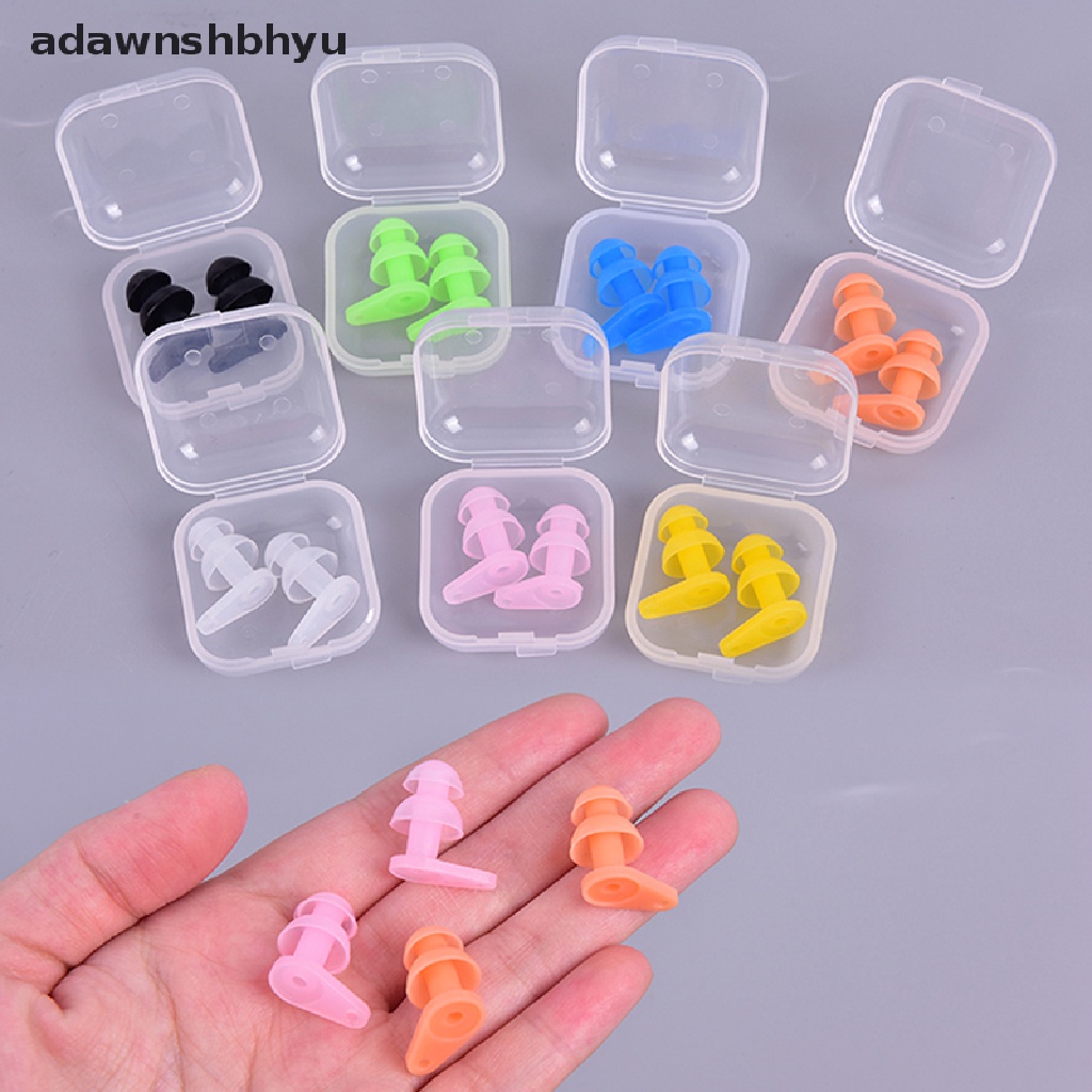 Adawnshbhyu 1pasang Ear Plugs Silikon Anti Air Penyumbat Telinga Aksesoris Renang Olahraga Air