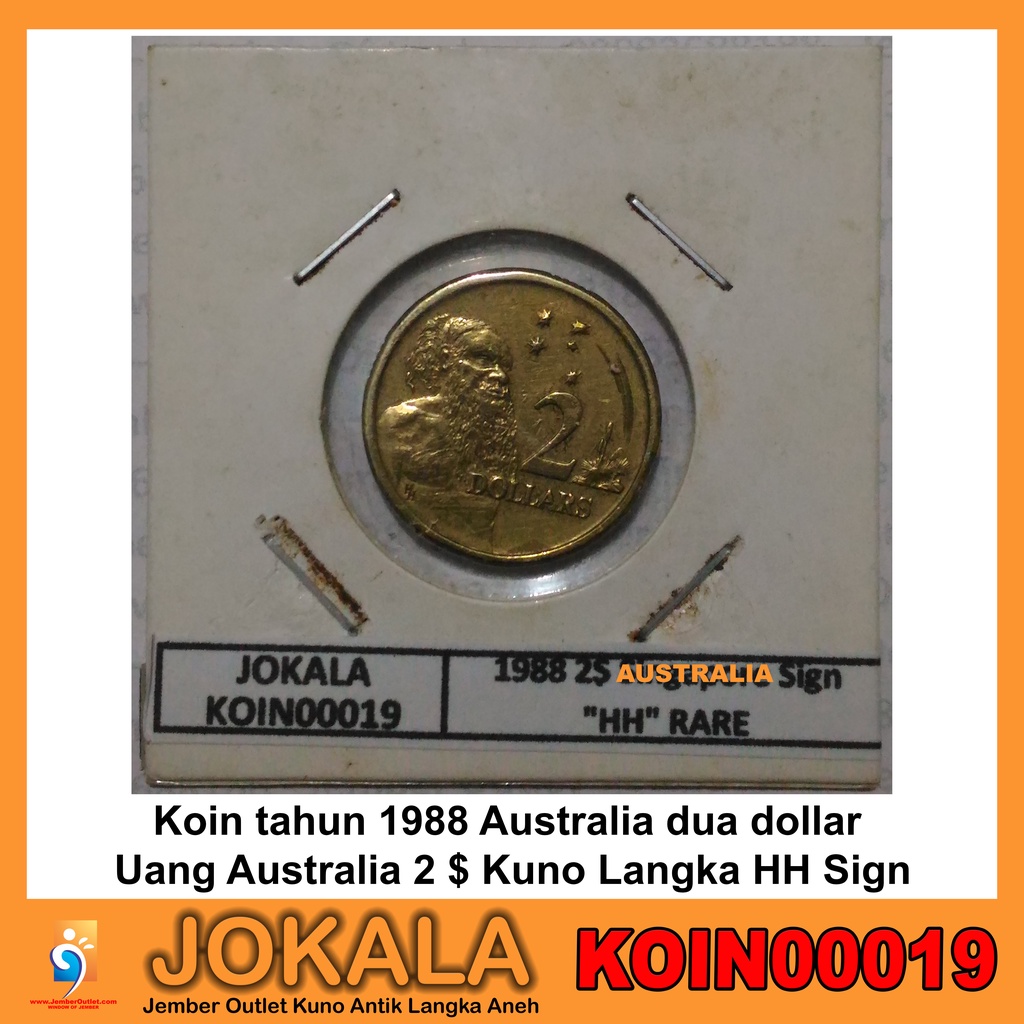 Koin tahun 1988 Australia dua dollar Horst Hahne design Uang Australia  2 $ Kuno Langka HH Sign