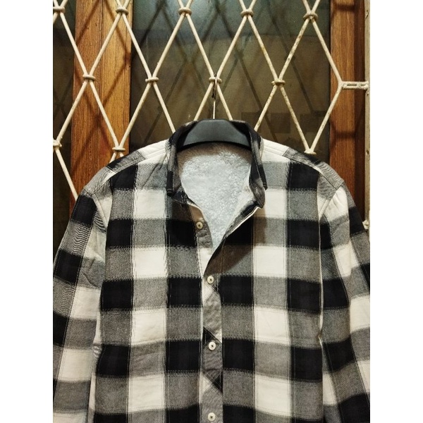 kemeja flannel Sherpa second original M slim fit kemeja outer kasual pria murah terlaris