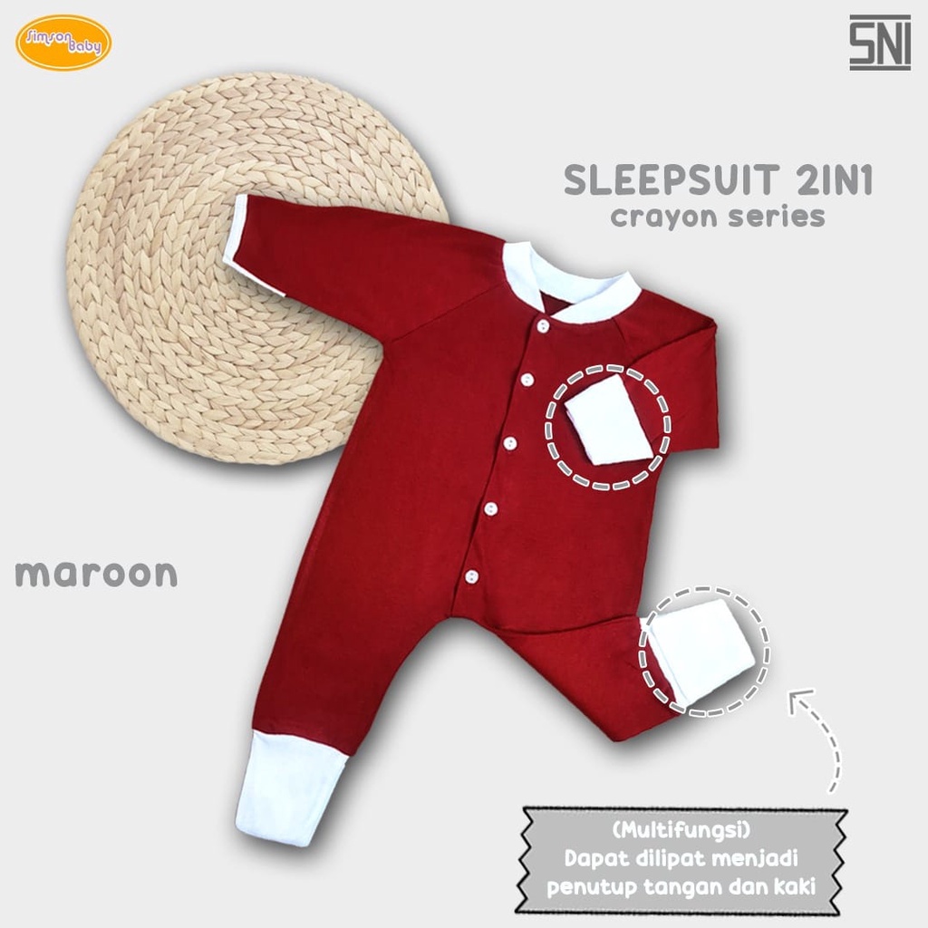 SIMSON BY ARUCHI SLEAPWEAR 2IN1SERIES CRAYON SLEEPSUIT ANAK UNISEX 0 - 9 BULAN