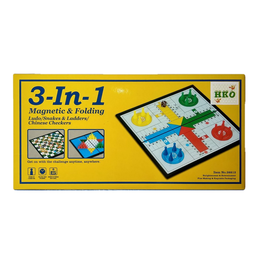 Ludo Halma Ular Tangga 3-in-1 Magnetic Board Game