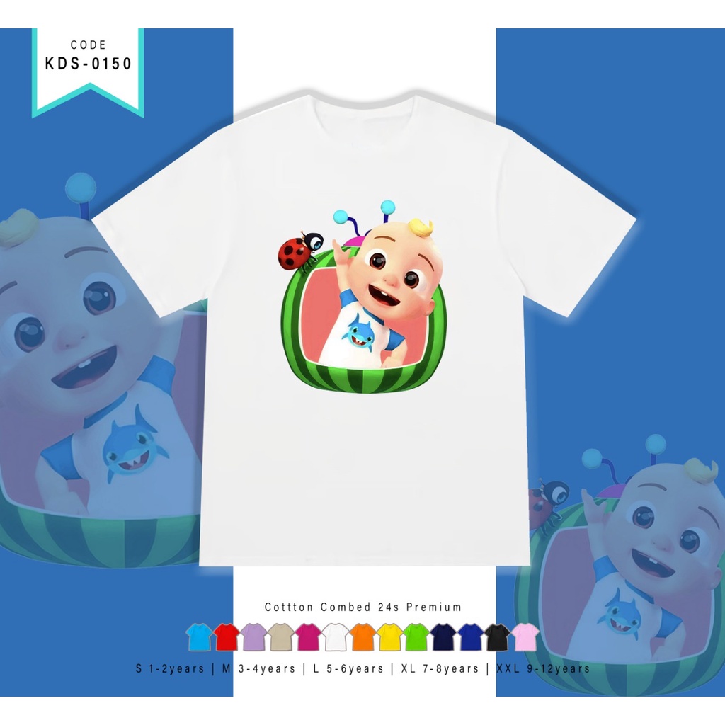 T-SHIRT / KAOS ANAK-ANAK TERMURAH BERGAMBAR COCO MELON SEMKA SHARK- TERIMA CUSTOM KAOS KELUARGA