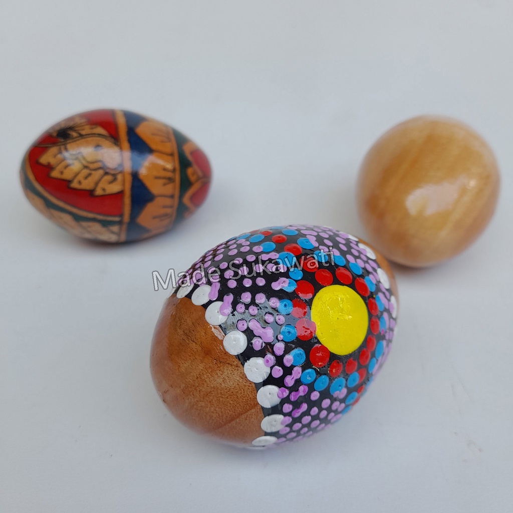 Alat musik marakas kocok telur maracas kayu lukis mainan anak