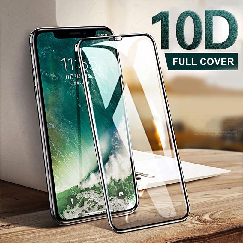 Pelindung Layar Tempered Glass Full Cover 10D untuk iPhone