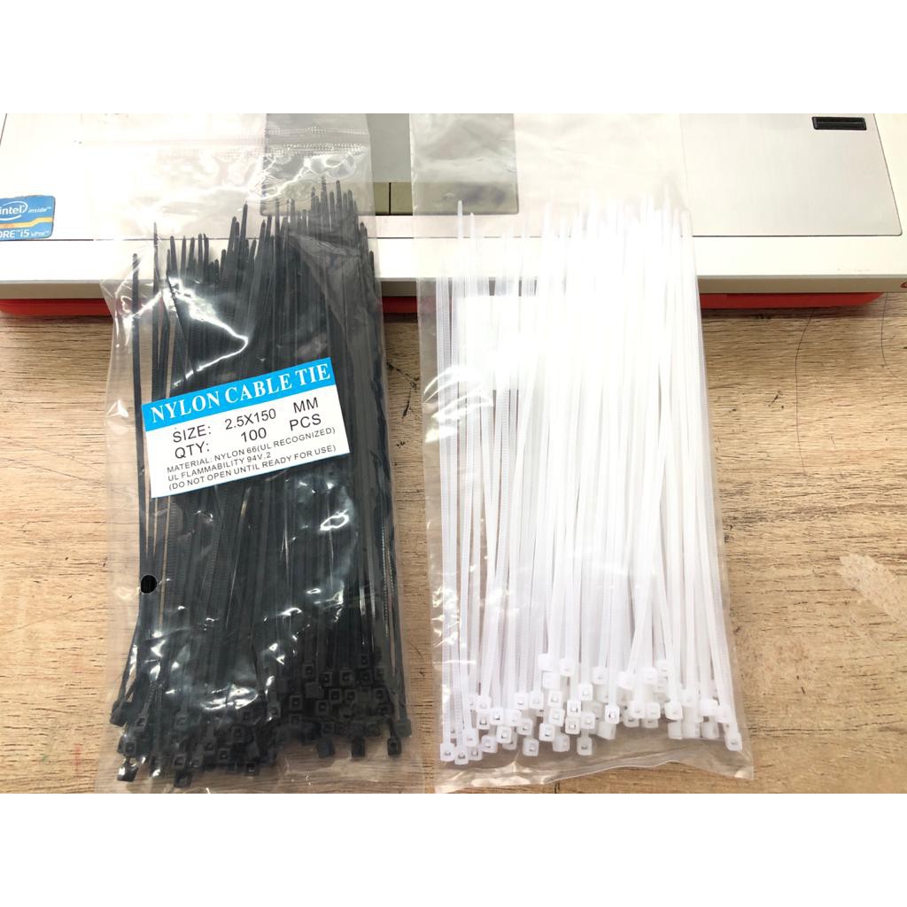 

KABEL TIE / KABEL TIES / KABEL TISH 2.5x150 MM 15CM HITAM / PUTIH 100 PC ISI 100PCS