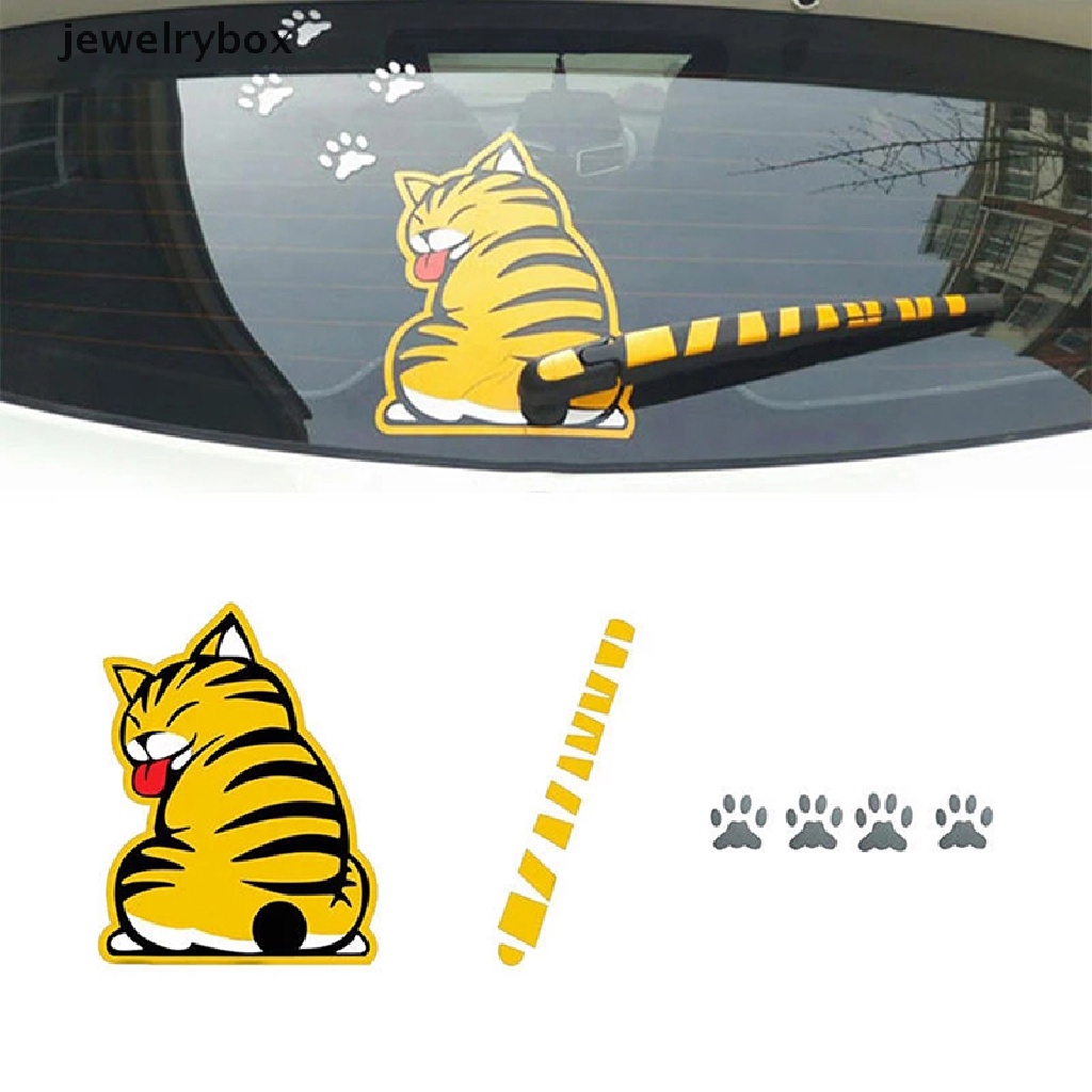 (Box) Stiker Wiper Kaca Belakang Mobil Motif Kartun Kucing 3d