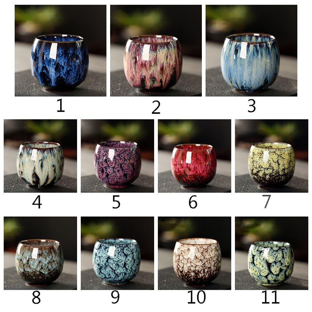 Lanfy Cangkir Teh 1pcs Fancy Color Porcelain Kiln Change Pottery Perlengkapan Makan Gaya China