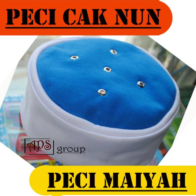 Peci Maiyah Cak Nun Putih Kombinasi Biru Turkish Original Termurah