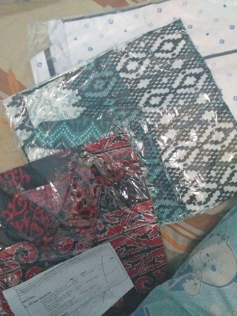 Trolistore Grosir Kemeja Batik Pria Cowok Motif Ketigo Merah Biru Hijau Seragam Batik Mrh Pekalongan