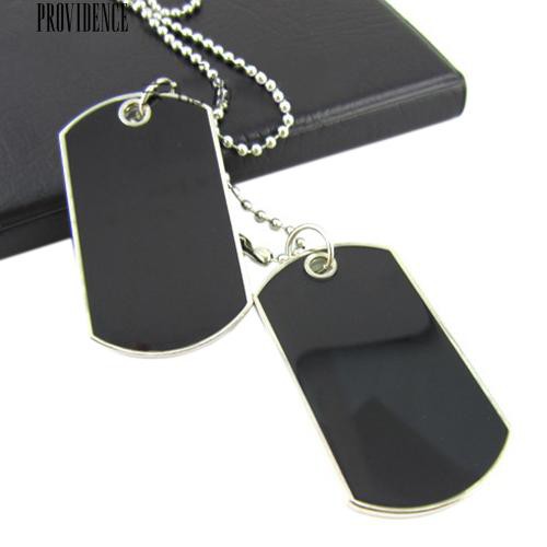 [Bayar Di Tempat]  Pria Keren Ganda Alloy Plain Dog Tag Pendant Charm Bola Rantai Kalung Perhiasan