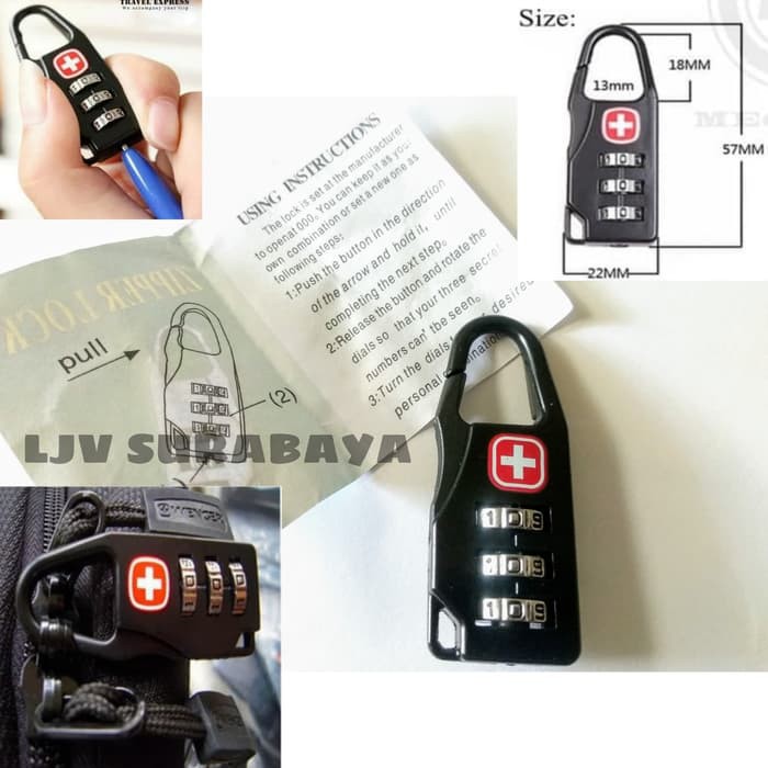 Gembok Kunci Koper padlock Travel Bag swiss gear army keychain Lock