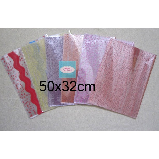 Kantong Plastik Bingkisan / Plastik Parcel / Plastik Ultah 50x32cm isi 10pcs Transparan