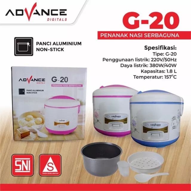 【Garansi 1 Tahun】Advance G-20 Rice Cooker Penanak Nasi