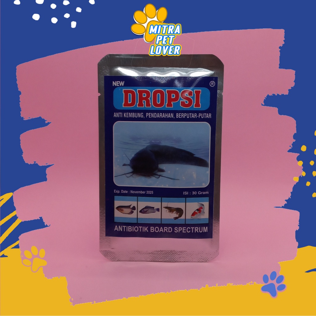 OBAT IKAN ANTI KEMBUNG PENDARAHAN BERPUTAR PUTAR - DROPSI 30 GRAM - SERBUK CAMPUR PAKAN PADA FISH AMPUH - MURAH GARANSI KUALITAS ASLI ORIGINAL - PET ANIMAL HEALTHCARE VETERINARY TAMASINDO KESEHATAN VITAMIN TERNAK HEWAN BINATANG PELIHARAAN MITRAPETLOVER