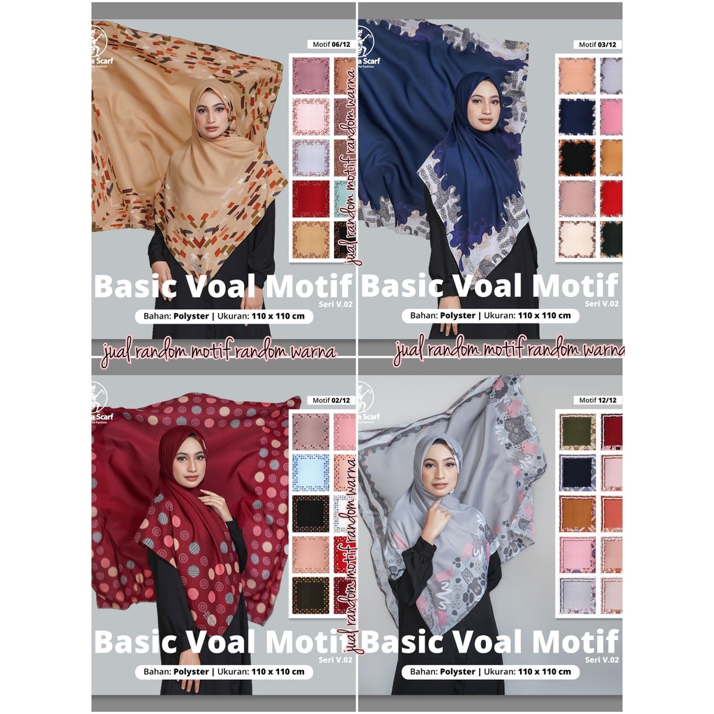 Jilbab Segi Empat BASIC VOAL MOTIF UMAMA PINGGIRAN JAHIT TEPI SERI : RANDOM-1