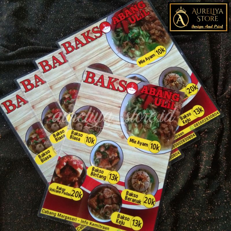 Cetak Daftar Menu A4 Cantik