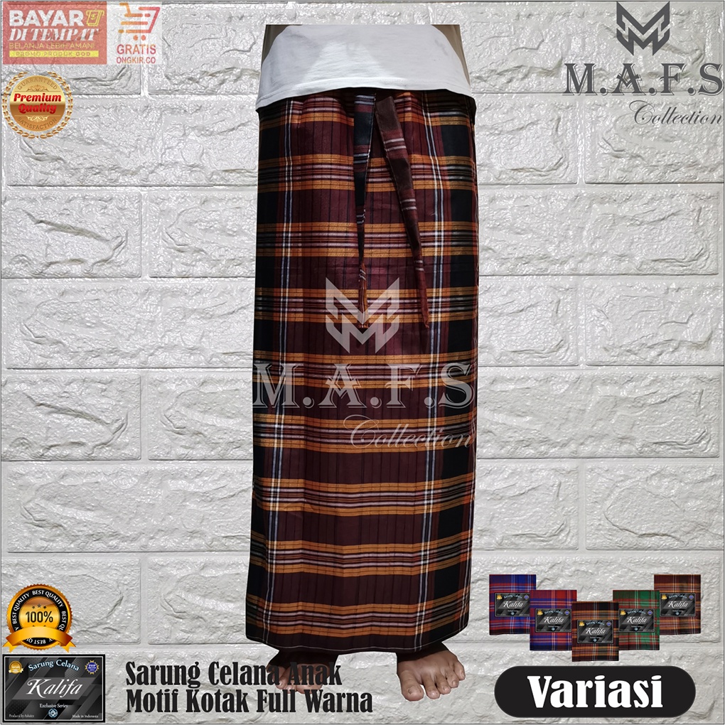 SARUNG CELANA ANAK MOTIF KOTAK FULL WARNA KALIFA 5 -12 Tahun