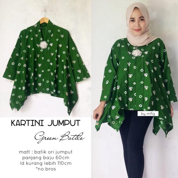 PREMIUM Blus Kartini Green Bottle Seragam Kondangan Wanita Trend Kekinian Cantik Murah Batik Jumputan Bisa Beli Bahan Kain Saja