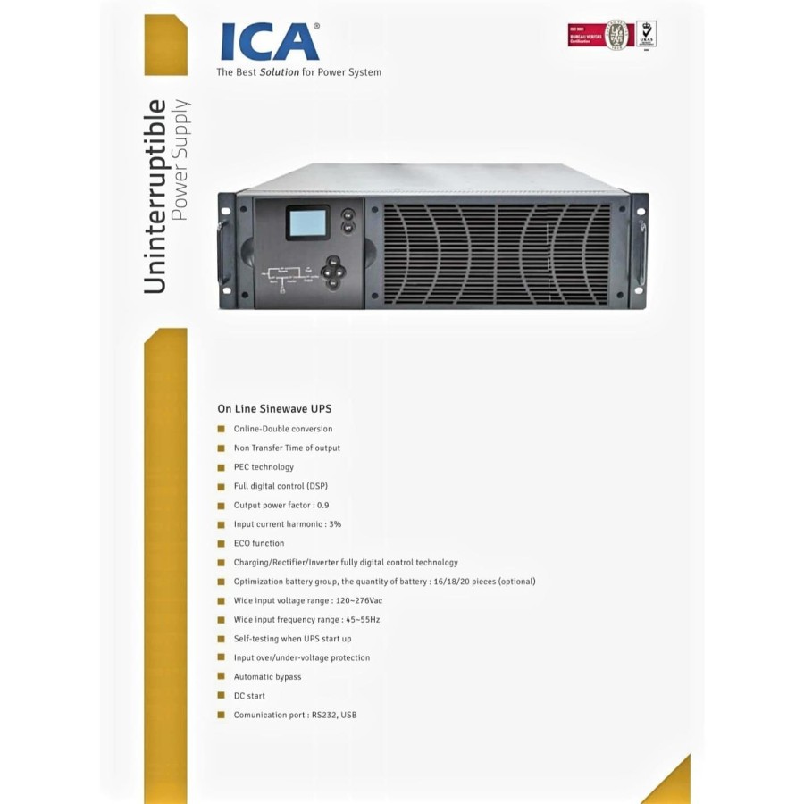 ICA Rackmount Online Sinewave UPS RN6100C 6000 Va 5400 Watt