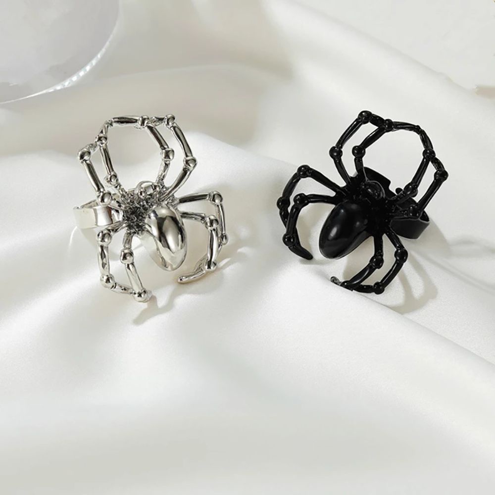 Needway  Adjustable Halloween Spider Ring Trendy Fashion Jewelry Korean Style Ring Cute Punk Octopus Alloy Simple Opening Ring Women Finger Ring/Multicolor