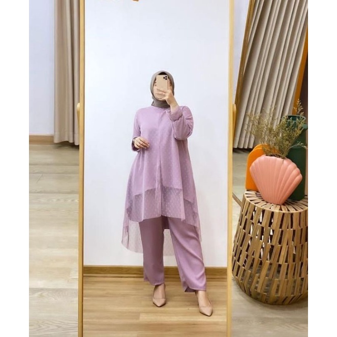 Azura Tile Long Tunik/Tunik Ld 110/Tunik Tile Dot/Tunik Brukat/Tunik Panjang Busui/One Set Tunik