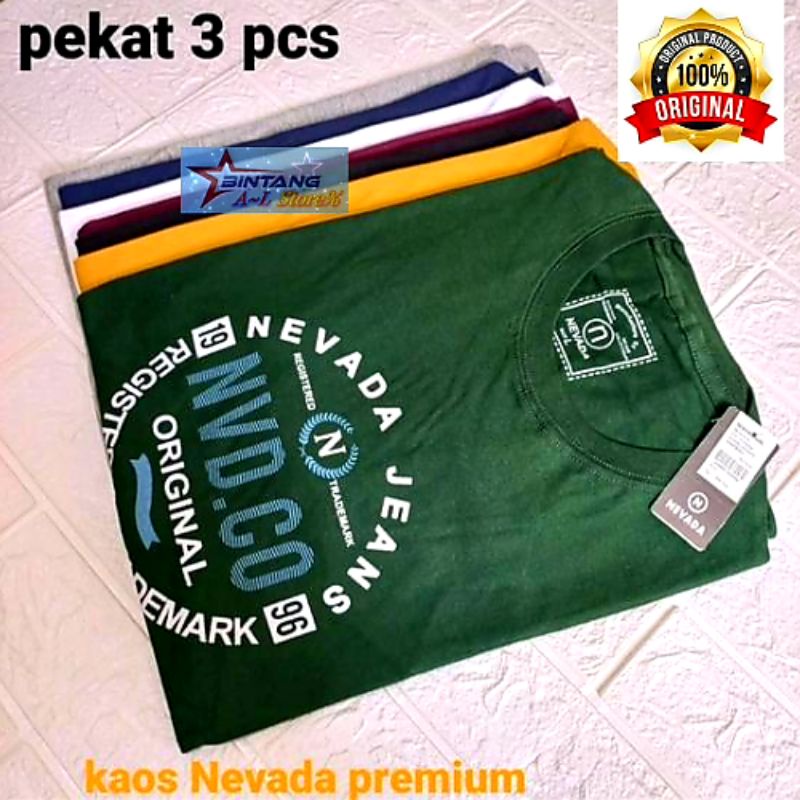 Baju Kaos Pria Distro 3pcs 100k original Dewasa Keren Murah Berkualitas Premium Tshirt Cowok CeweK / kaos pria distro / Kaos Nevada pria wanita dewasa