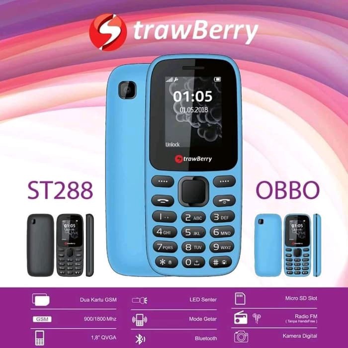 HP CANDYBAR STRAWBERRY ST288 OBBO PONSEL SENTER DUAL SIM MICROSD SLOT GSM HANDPHONE MP3 GETAR MP4