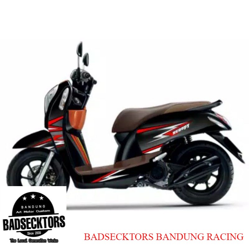 Decal sticker Scoopy fi motif grafis hitam list merah keren