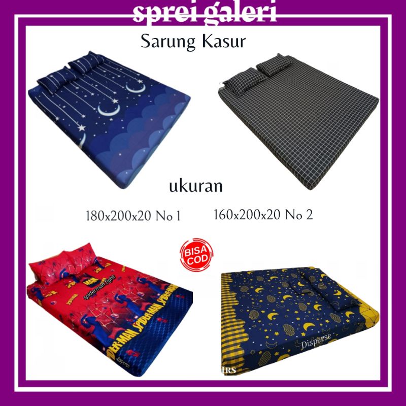 Sarung Kasur Busa 180x200x20 No 1 160x200x20 No 2 Sprei Resleting Murah Motif Karakter King Queen Ba