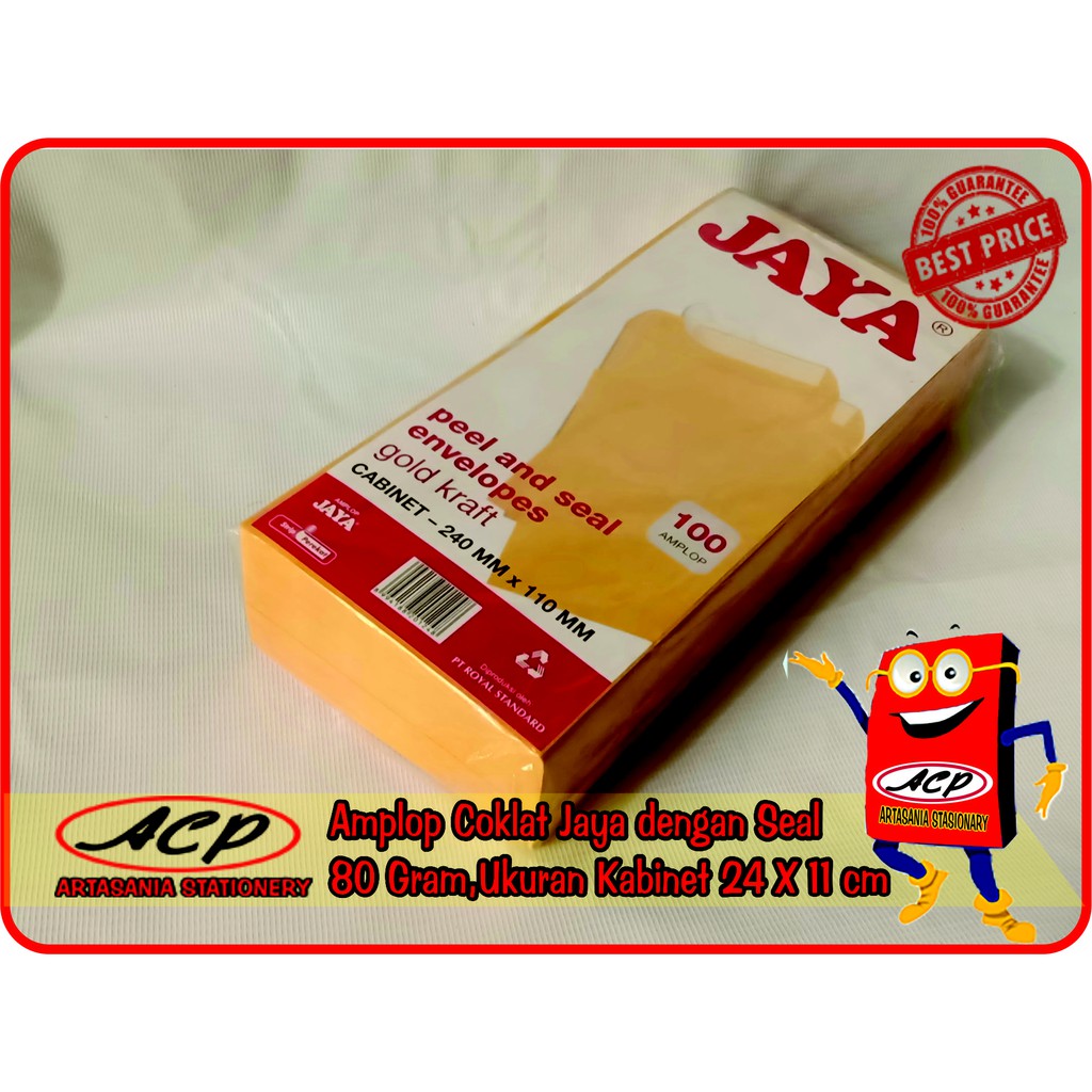  Amplop  Coklat Jaya  dengan seal 80 gram ukuran  kabinet 