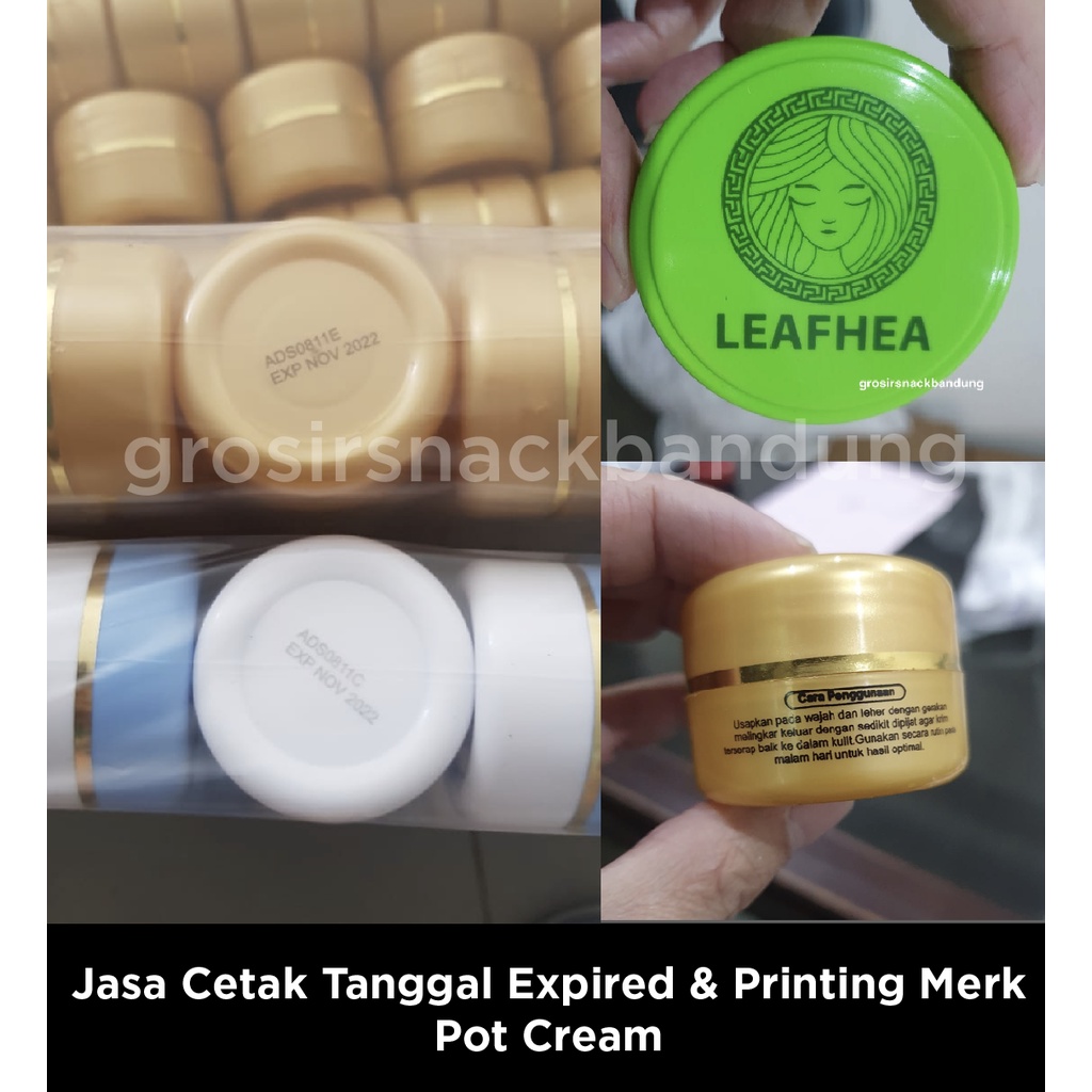 Jasa Cetak Tanggal Expired Kadaluarsa Kode Produksi Pot Cream dan Printing Merek / Sablon Merk Pot