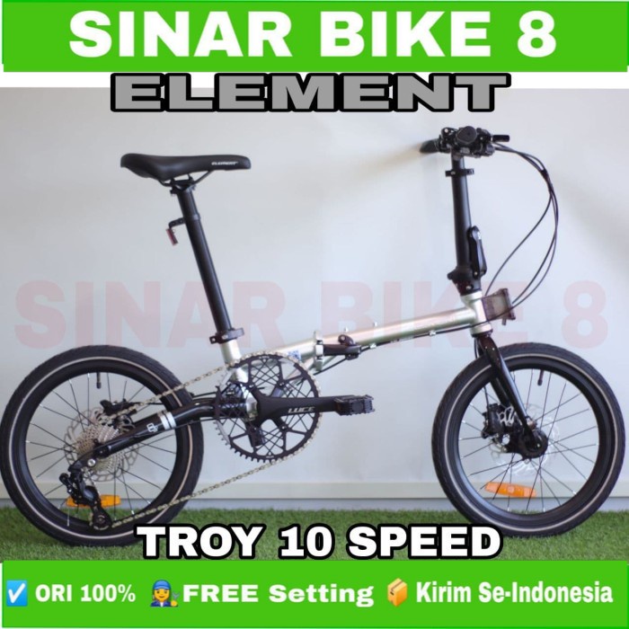 Sepeda Lipat Ukuran 16 Inch ELEMENT TROY 10 Speed Chromoly Hidrolik