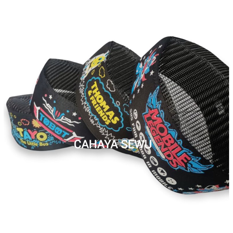 Peci Tayo Upin Ipin Robot Mobile Legend  Kopiah Anak Jaring Spon Murah Bagus