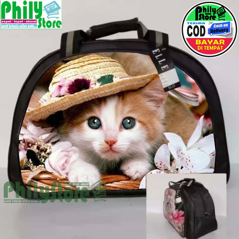 TAS PAKAIAN MOTIF TRAVELBAG BESAR ELLE GAMBAR KUCING TAS MUDIK PULANG KAMPUNG