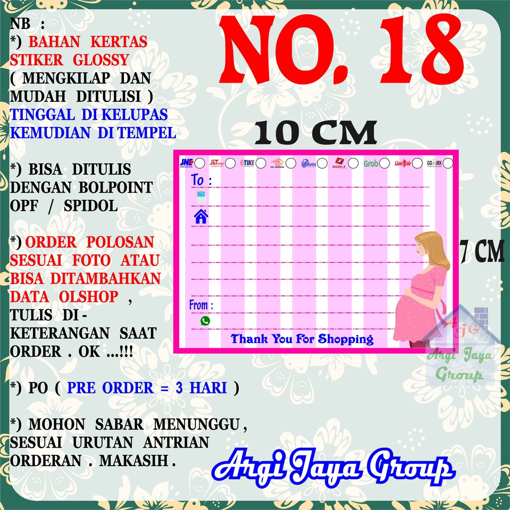 

Stiker Pengiriman - Sticker Alamat Olshop Murah Nomer 18 - 10x7 cm - Glossy