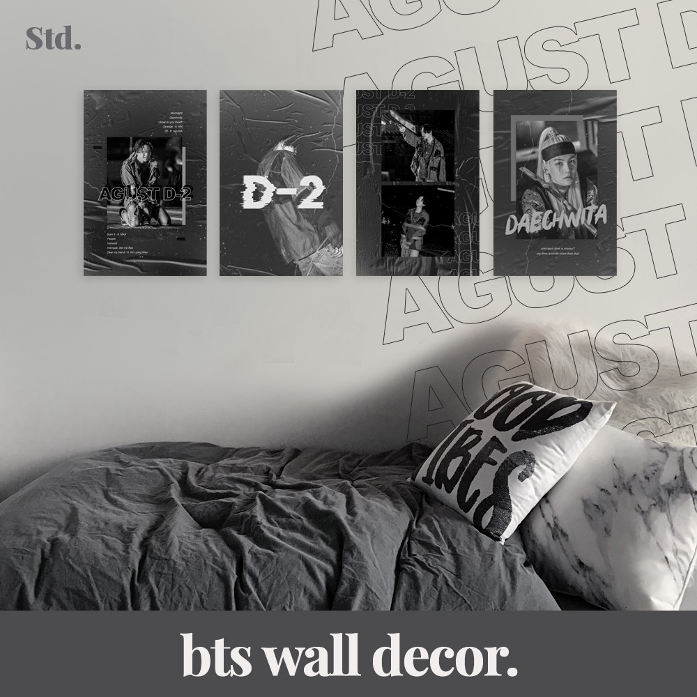 BTS WALL DECOR poster kpop agust d2 aesthetic minimalist polaroid jk jin v jimin suga jhope