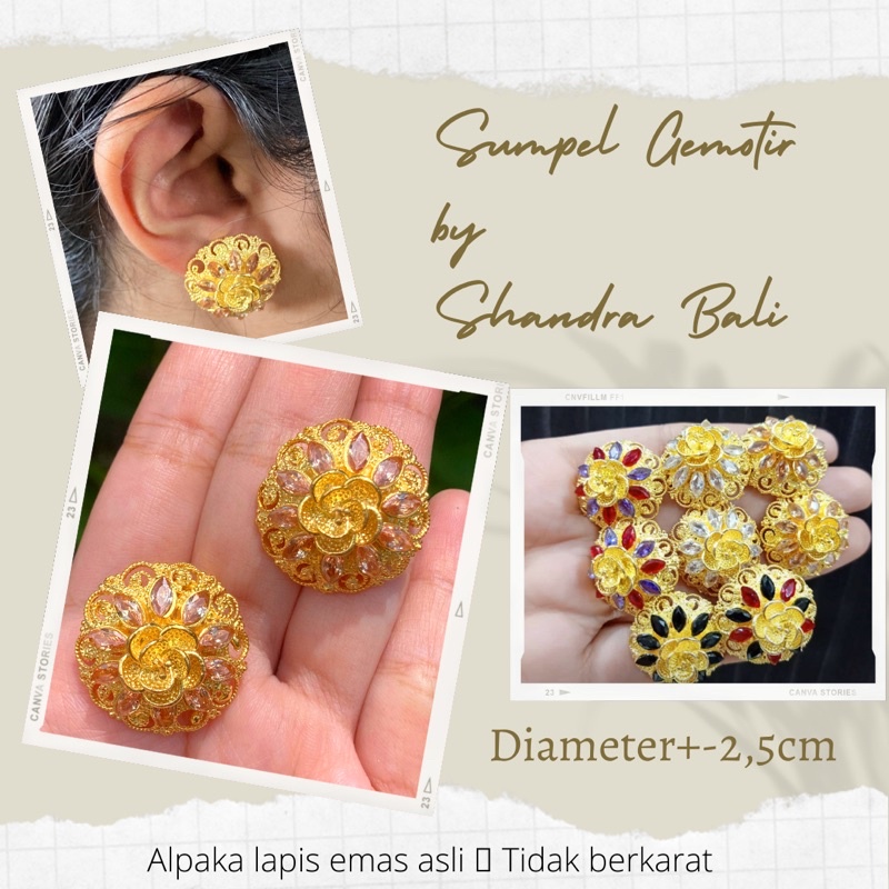 Sumpel Giwang Anting Gemitir Zircon Alpaka Bali Jumbo Kebaya